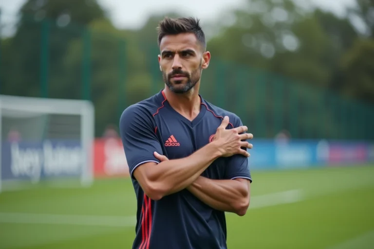 Joueur de football professionnel en tenue de club lors d'un entraînement sur pelouse, symbolisant le parcours d'Eden Hazard en 2026